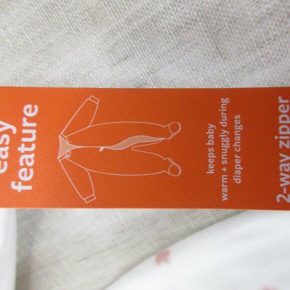 Carter's Footed Sleeper Baby Girls 3 Month White Pink Moon Star Print Zip Front - Picture 5 of 6